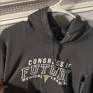 Gildan Black Graphic Over Size Hoodie with White and Gold Print